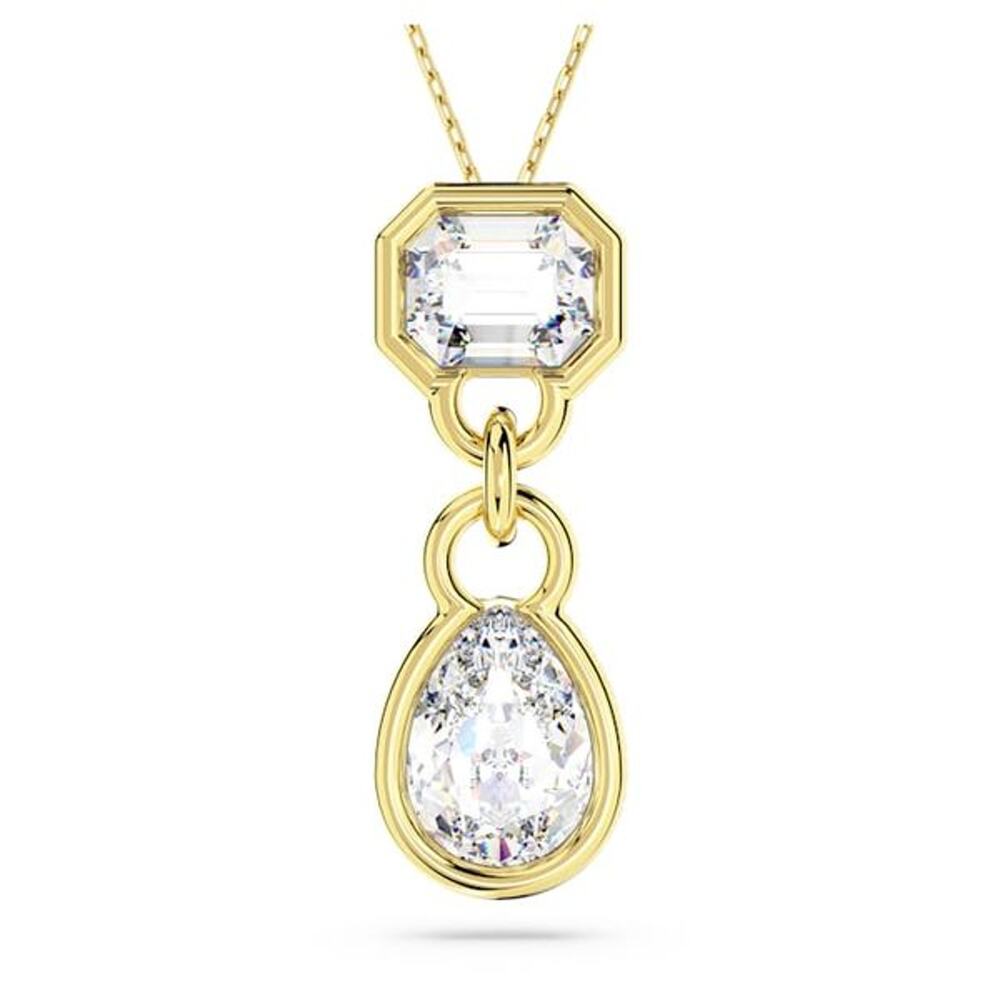 Swarovski Dextera Pendant Necklace Octagon Pear Crystal Gold Tone - NWT